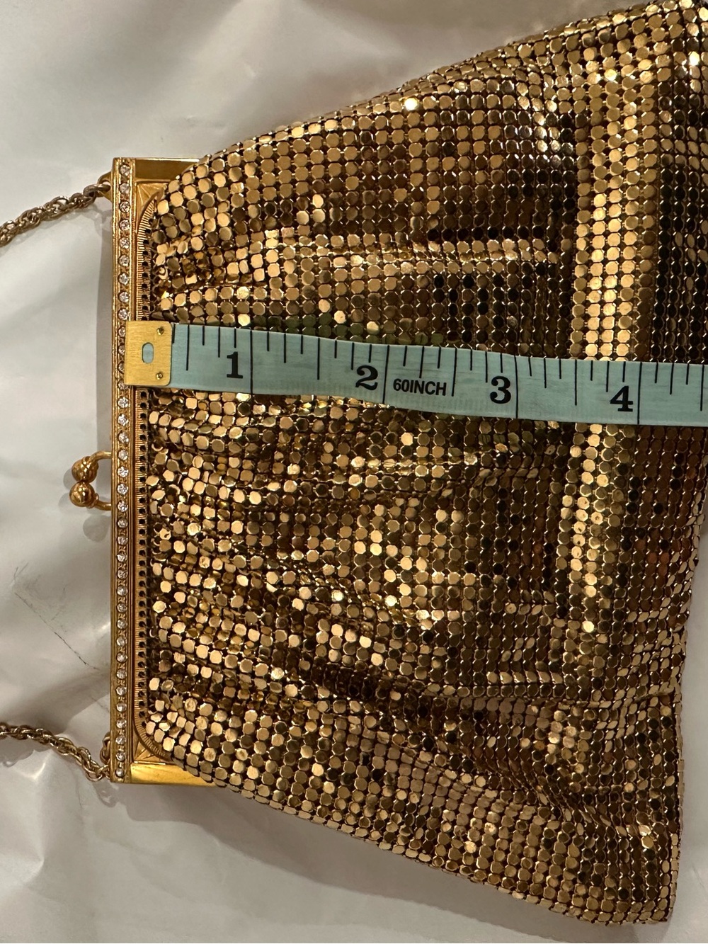 Vintage Whiting & Davis Gold Tone Mesh Evening Mini Bag Convertible Clutch - Picture 3 of 12